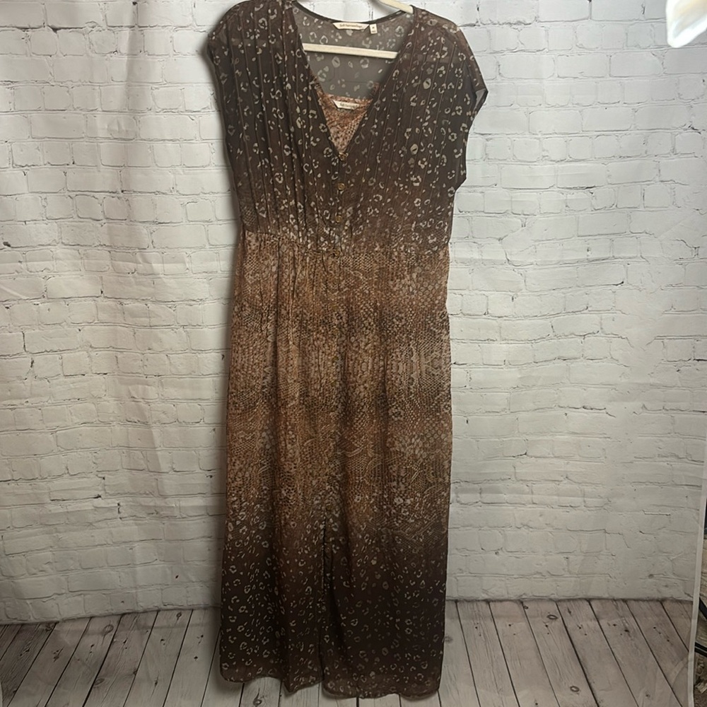 Soft Surroundings Animal Print Sheer Maxi with Lace
